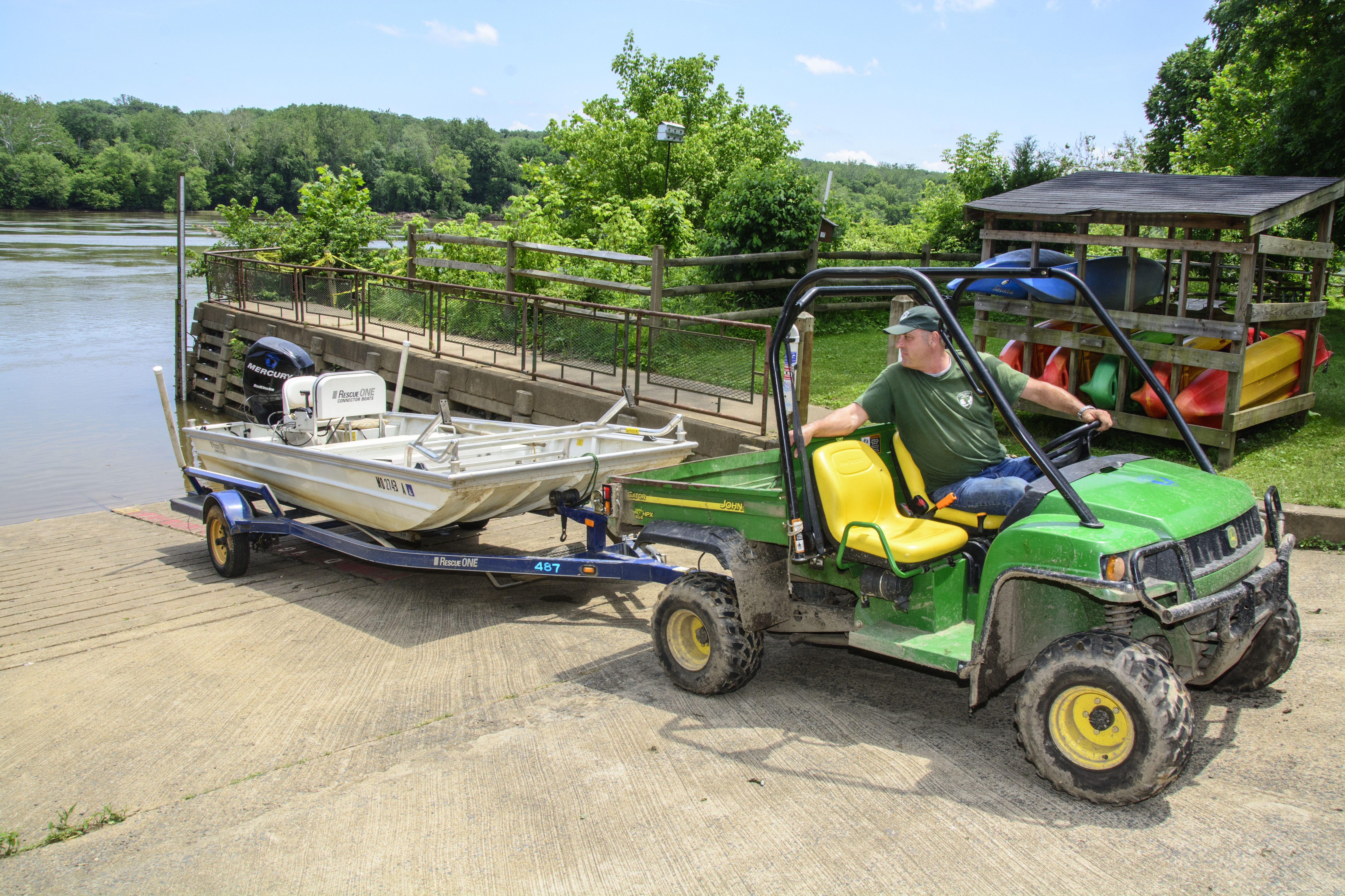 Loading boat into Water from Boat Ramp