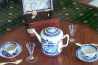 A tea service setting