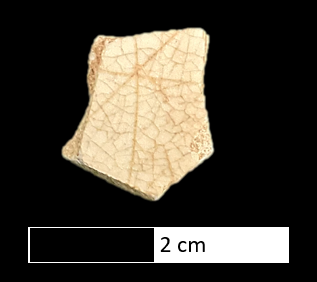 a small sherd of creamware found on a Fairfax County archaeological site