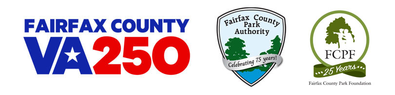 logos of fairfax county va250 and fairfax county park authority celebrating 75 years!