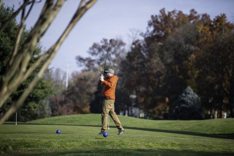 man playing golf