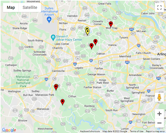 Distribution of Incised fumewort sightings in Fairfax County.