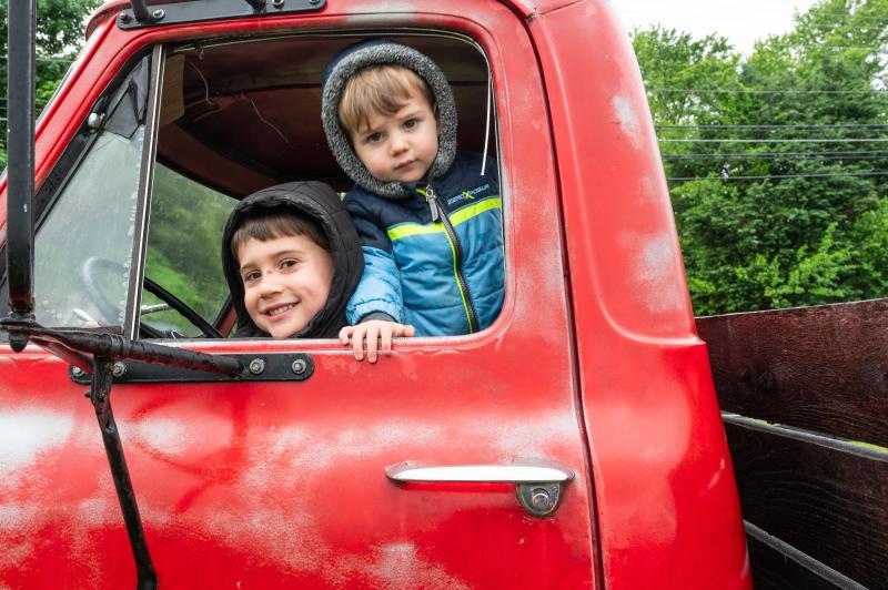 kids in a truck