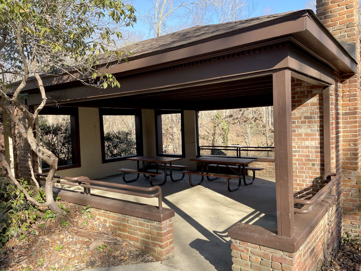 Hidden pond brick shelter
