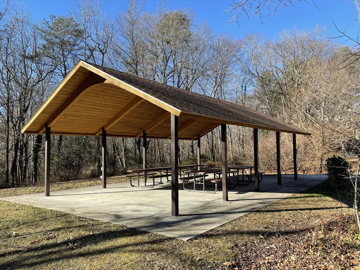 Hidden pond playground shelter