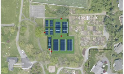 aerial shot of Lewinsville Park court improvements
