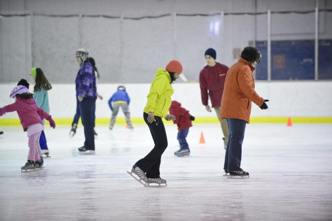 Students participating in a Learn to Skate class