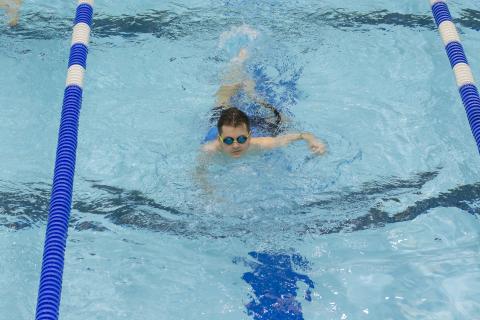 students swimming