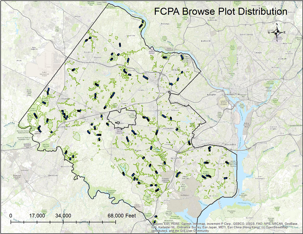 Deer Browse Plot distribution across Fairfax County 