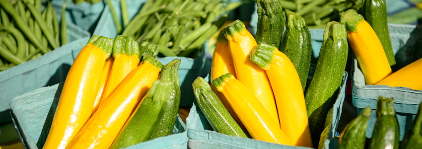 yellow and green zucchini and beans at Burke Farmers Market