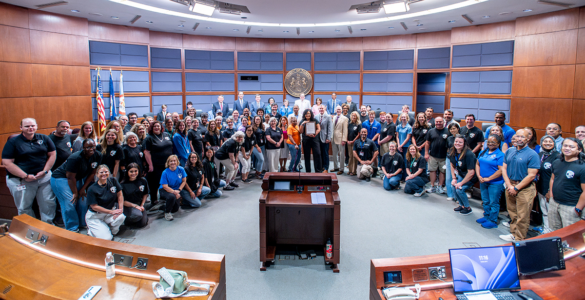 park and recreation month proclamation group photo of park authority employees