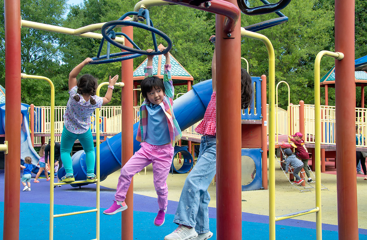 kids playing in a playground