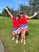 golfers in holiday clothing golfers in holiday clothing