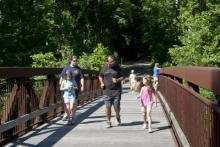 People walking on trails People walking on trails