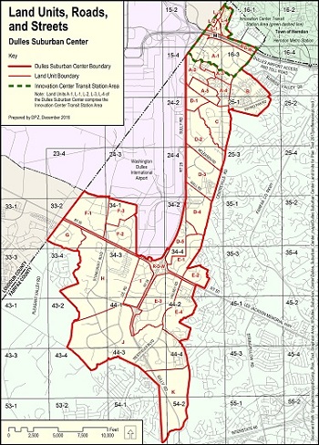 Map of the Dulles Suburban Center and Land Units