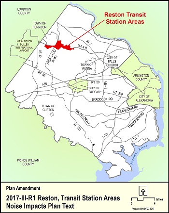 Location Map for the Reston TSA Noise Impacts Plan Text Comprehensive Plan Amendment