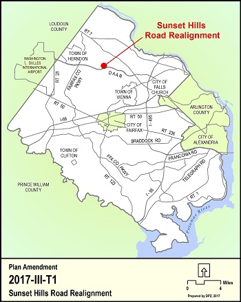 Location Map for the Sunset Hills Road Realignment Comprehensive Plan Amendment