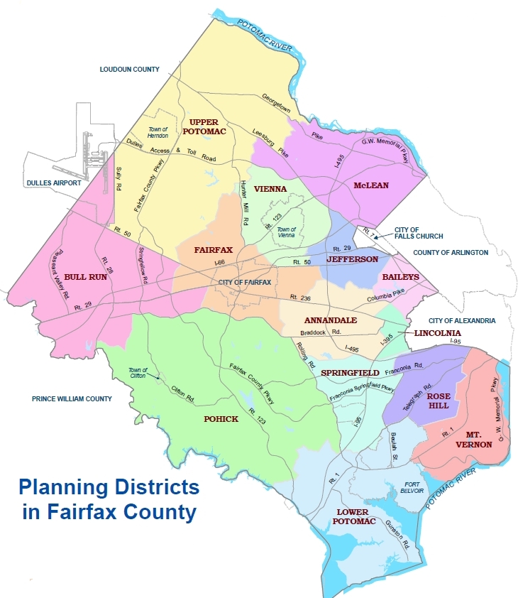 map of fairfax county va Comprehensive Plan Planning Districts Planning Development map of fairfax county va