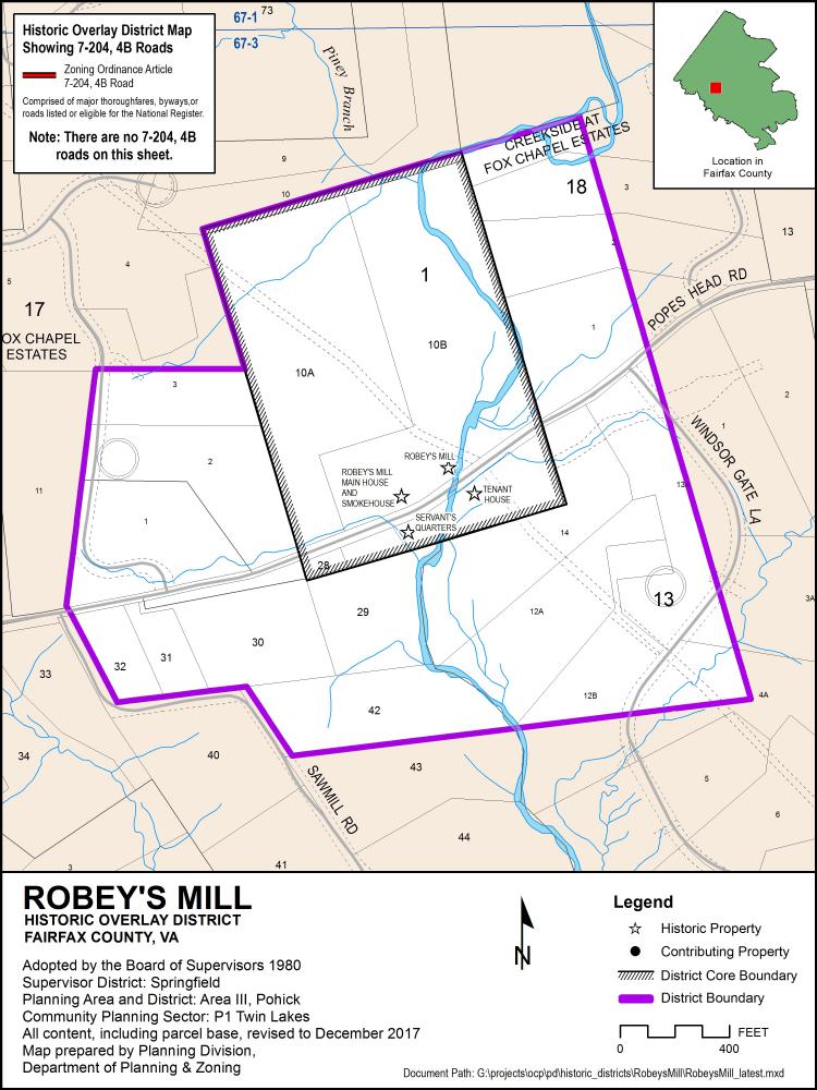 Robey's Mill Historic Overlay District Map