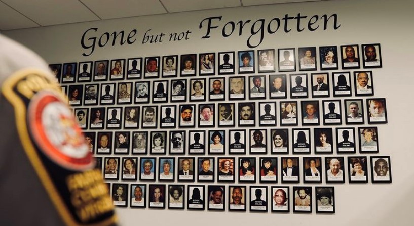 Memorial Wall of Photos - Colds Case Victims