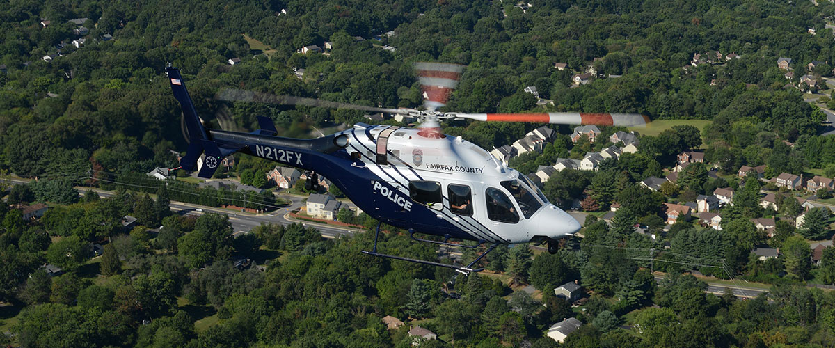 FCPD helicopter flies over Fairfax County