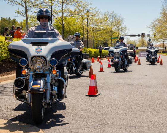 Motor officers entertaining supporters/participants of the Officer Down Memorial Ride 2018, Haymarket, VA 