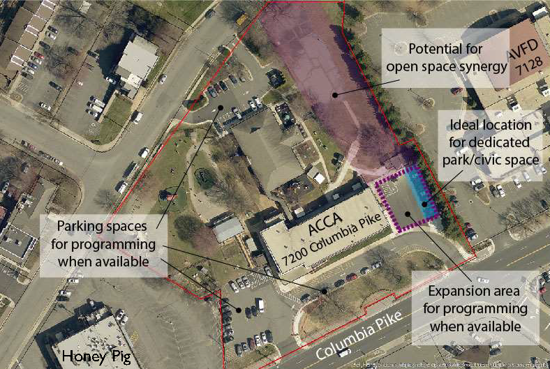 A possible layout for the urban park proposed in the ACCA parking lot.