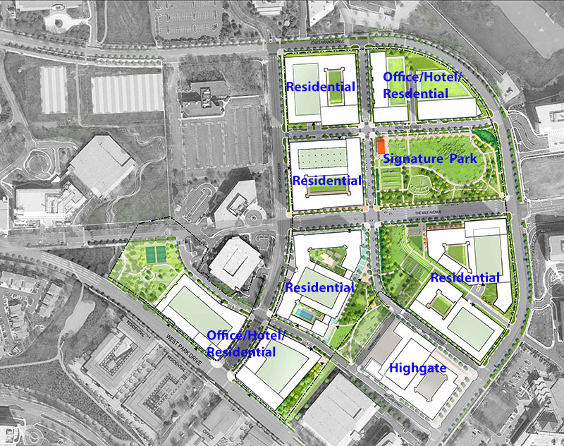 Site plan for The Mile in Tysons.