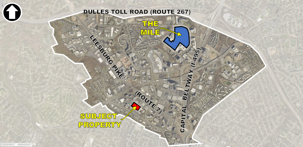 Map showing The Mile and athletic field