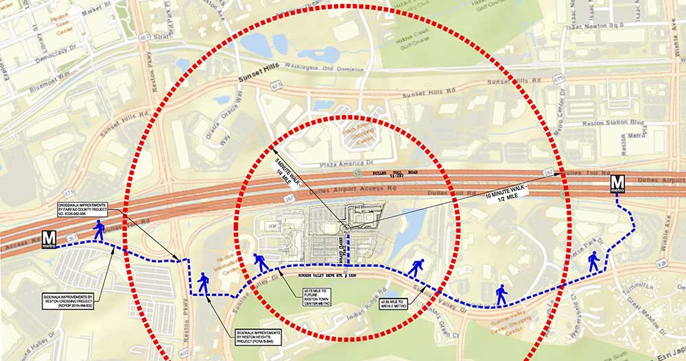 Distance ot the Wiehle-Reston East and Reston Town Center Metro stations.