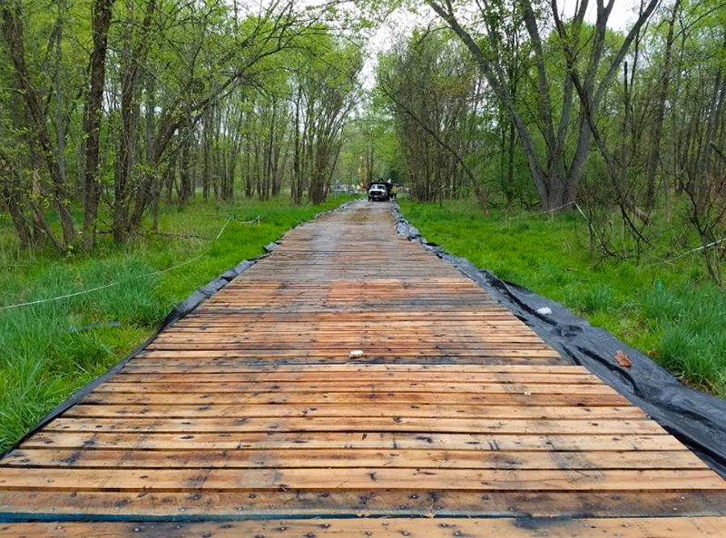 Timber matting protects soil from impacation and erosion