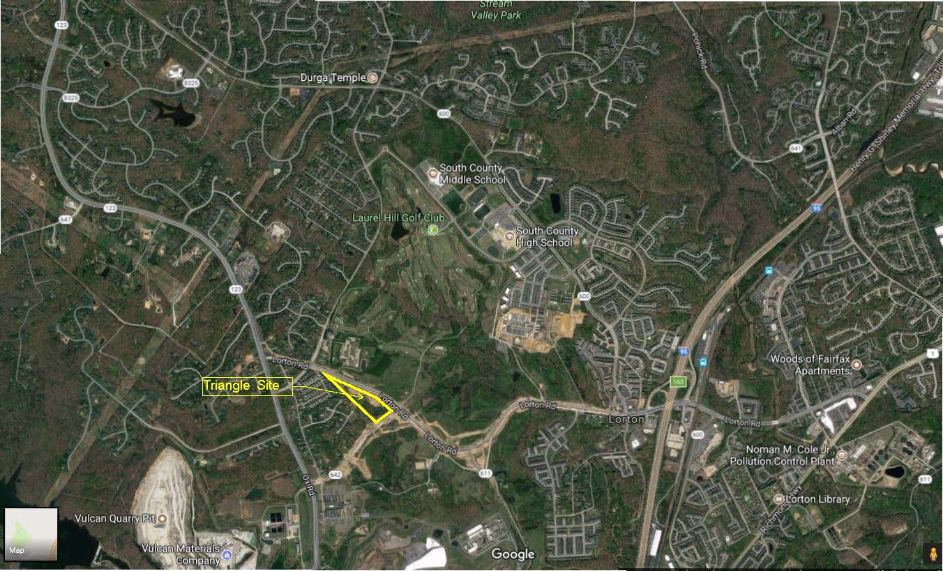 South County Aerial Map Showing Triangle Site for South County Police Station and Animal Shelter