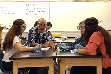 students working as a group in the lab