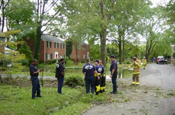 Staff on site after Hurricane Isabel