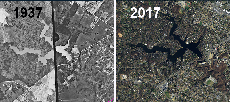 split screen view compares 1937 to 2017