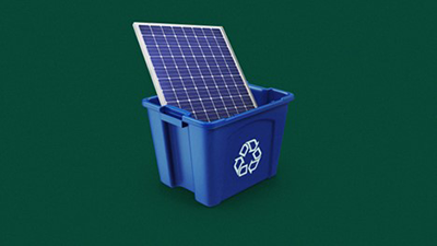 Solar Panel in Recycling Bin