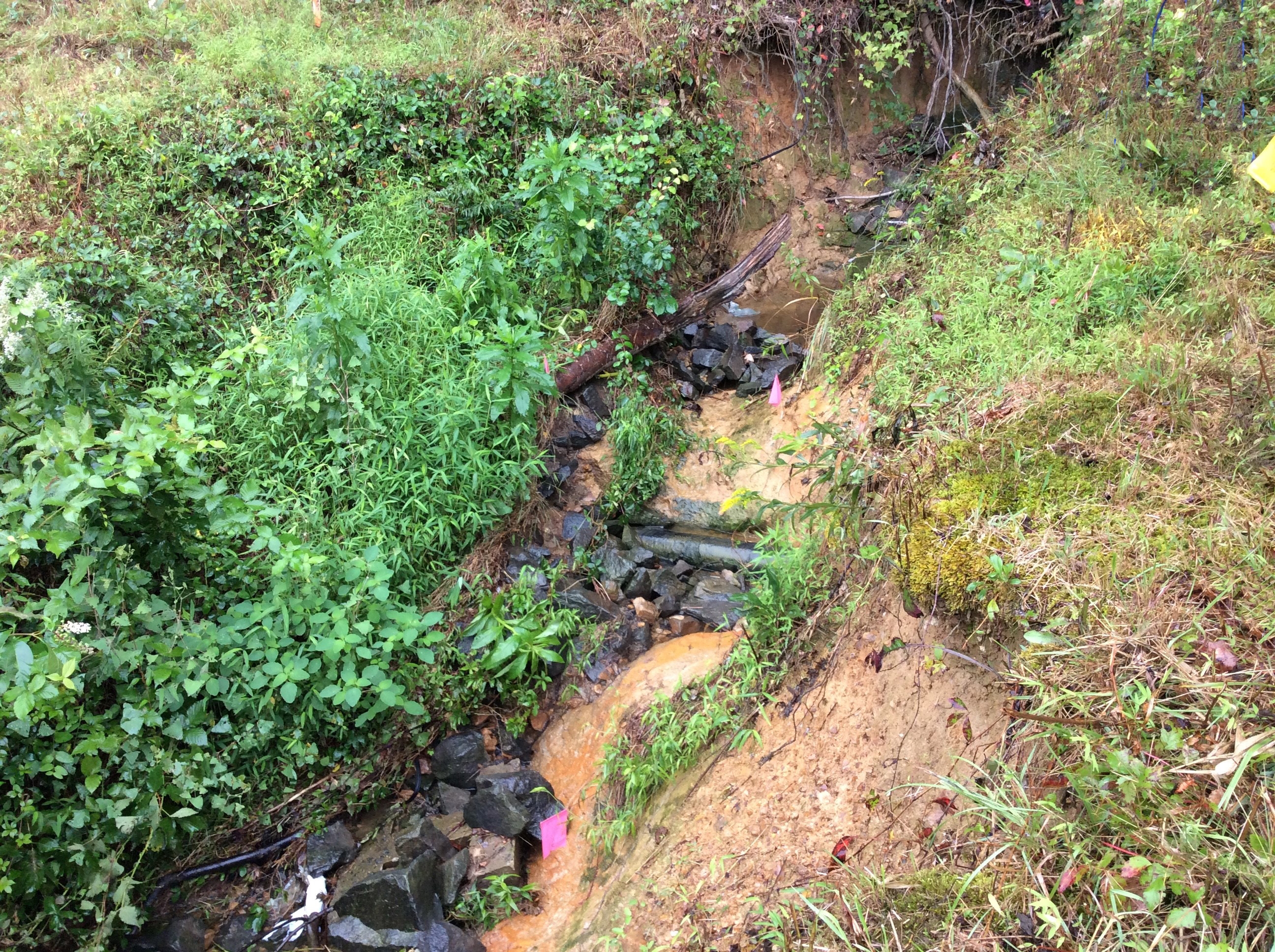 an exposed gas line