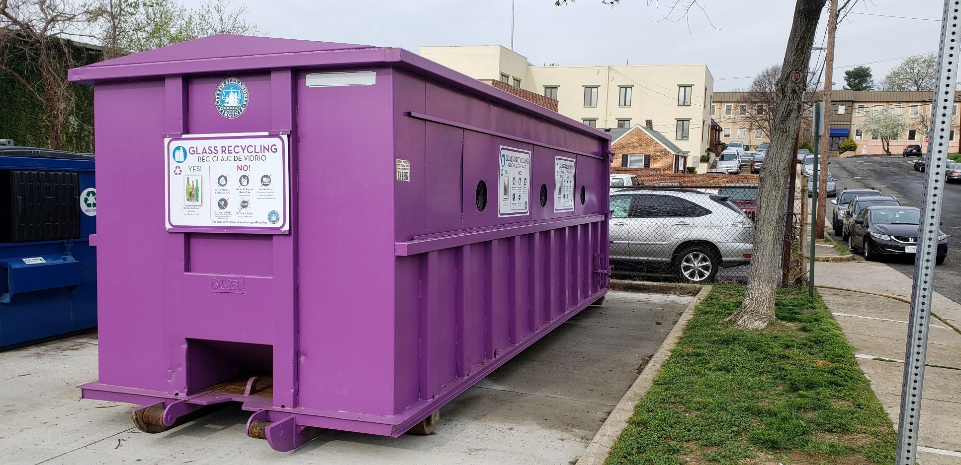 Purple drop-off container