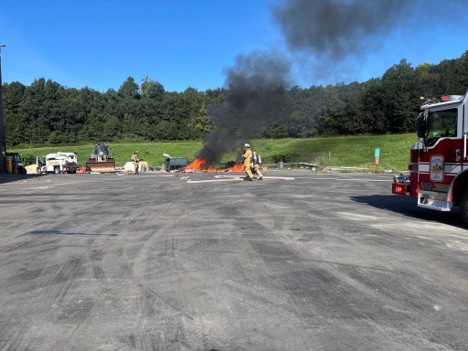 Fairfax County Fire and Rescue staff put out a fire at the I-66 Transfer Station. The fire was caused by a lithium ion battery that was improperly thrown in the trash.