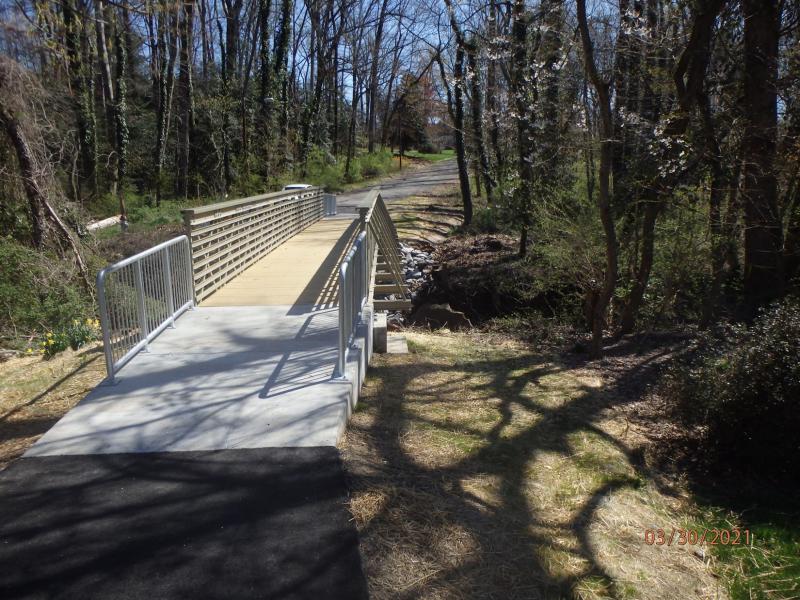 Example of the type of pedestrian bridge which may be installed in KIRK PARK