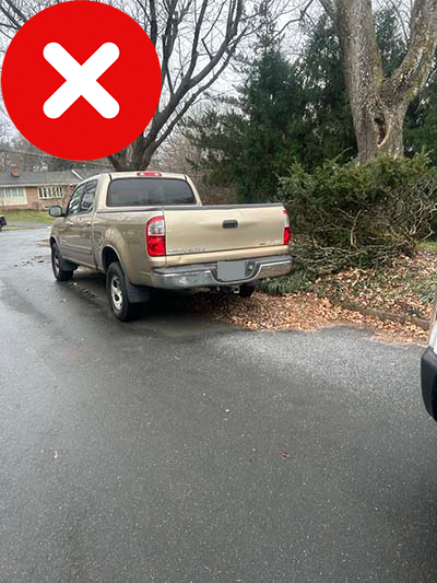 Unacceptable - Leaves Blocked by Car