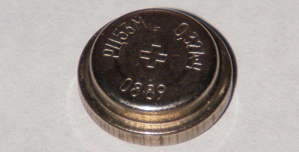 Mercury, button-type battery.