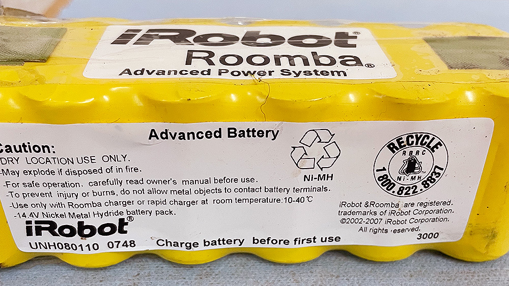 Roomba Nickel Metal Hydride (Ni-MH) batteries.