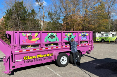 Purple monster Glass Recycling Truck