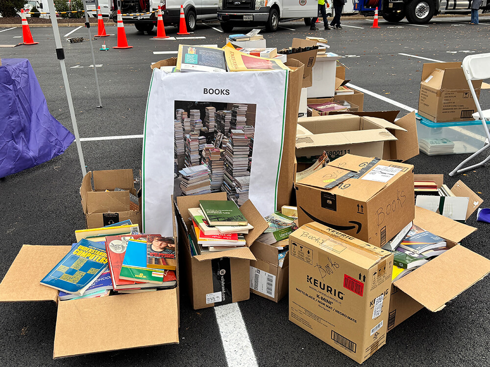 Books collected at Fairfax Recycles Day