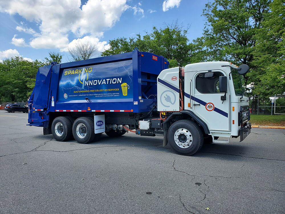 electric powered rear loader truck