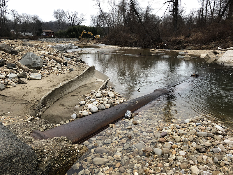 Exposed Abandoned Sanitary Sewer Line