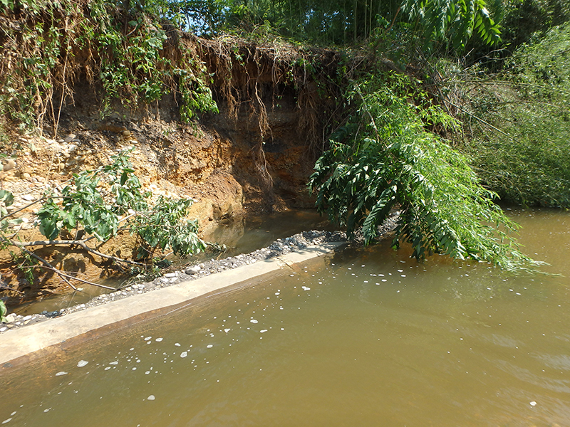 Exposed sanitary sewer pipe