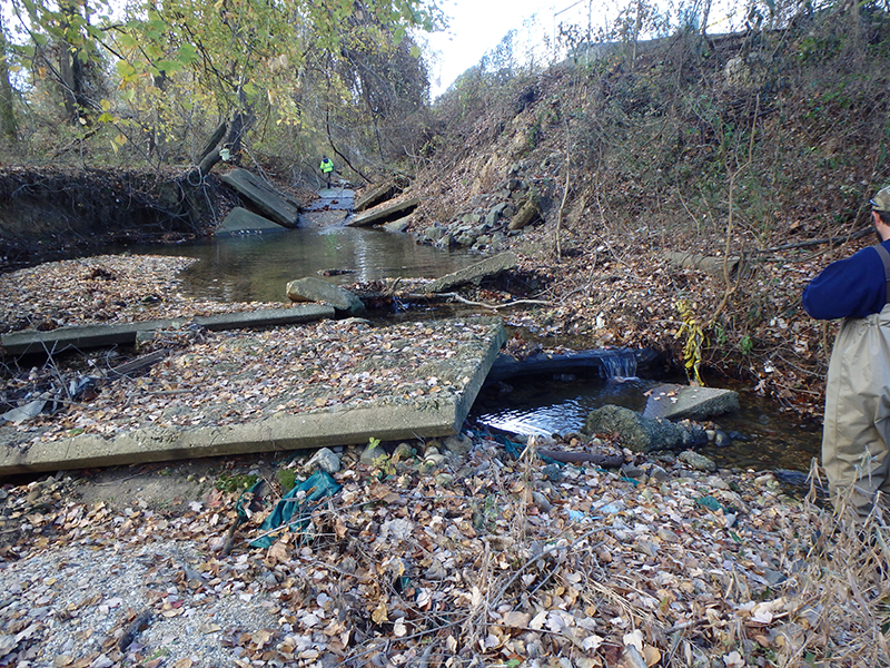 Eroded trapezoidal ditch
