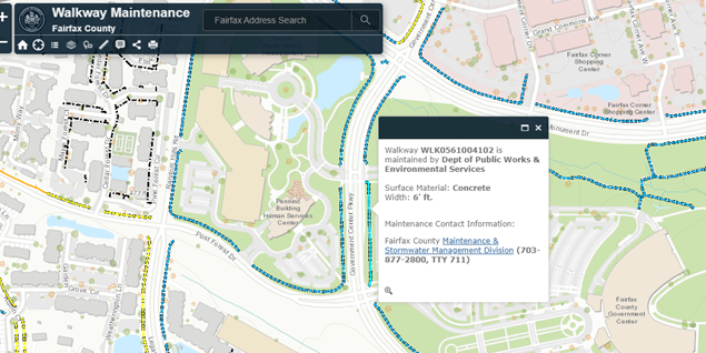Screenshot of Walkway maintenance map